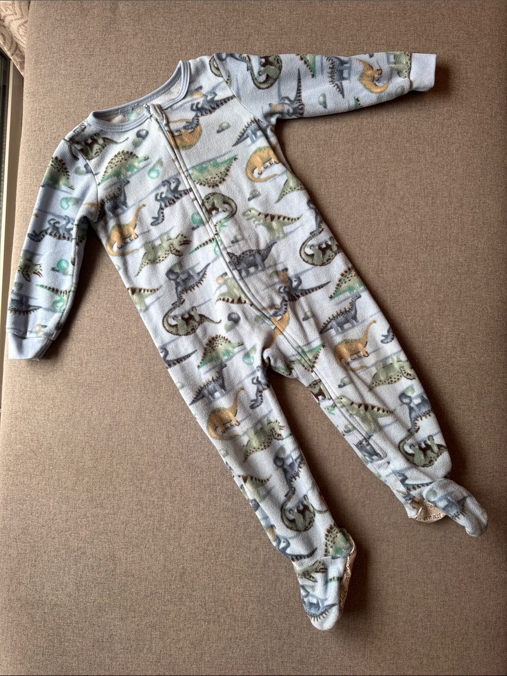 Kids Headquarters Light Blue Dino Footed One-Piece Pajamas